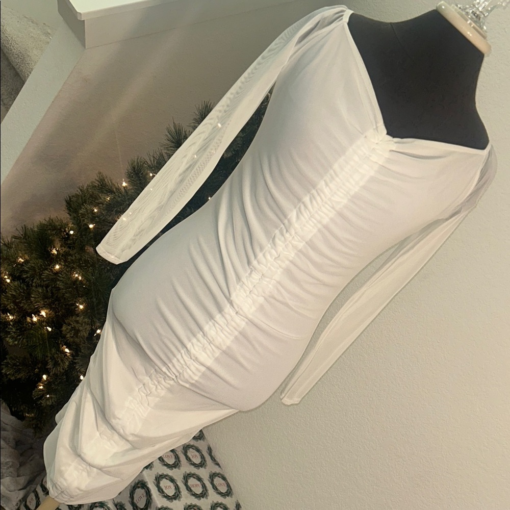 PrettyLittleThing Elegant White Long Sleeve Dress